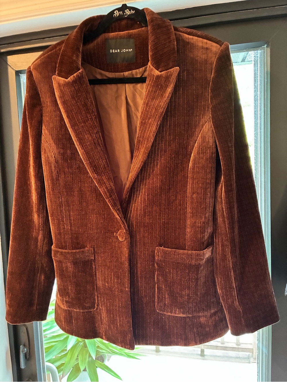 Dear John Brown Corduroy Blazer Jacket Patch Pockets  size small